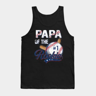 Papa of The Rookie 1 Years old Team 1st Birthday Baseball Tank Top